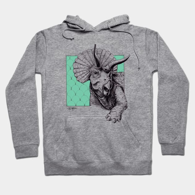 Scallop triceratops teal T-shirt Hoodie by Angelo DiMartino